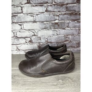 Kuru Brown Leather Slip On Casual Comfort Loafers Shoes Men Sz 9M Wide US/42EU